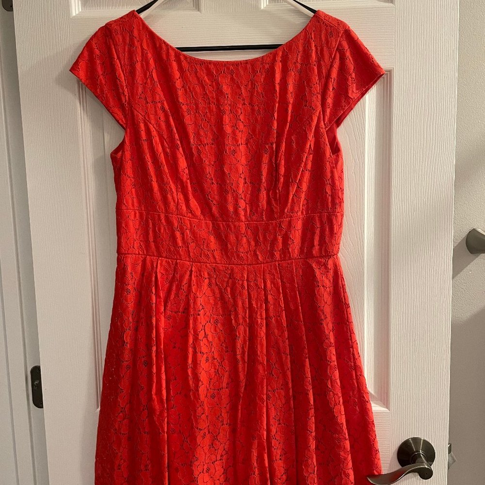 Coral Lace Dressbarn Fit and Flare Dress Sz 12